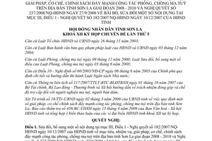 Nghị quyết 272/2009/NQ-HĐND sửa đổi mục III Điều 1  Nghị quyết 182/2007/NQ-HĐND