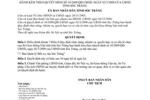 Quyết định 13/2009/QĐ-UBND điều chỉnh Quyết định10/2009/QĐ-UBNDQuy chức năng, nhiệm vụ, quyền hạn cơ cấu tổ chức ở Giao thông Vận tỉnh tỉnh Sóc Trăng