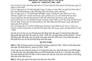 Nghị quyết 01/2009/NQ-HĐND kỳ họp lần thứ 14 Hội đồng nhân dân quận Tân Bình khóa IX, nhiệm kỳ 2004 - 2009