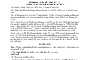 Nghị quyết 264/2009/NQ-HĐND giải pháp ngăn chặn suy giảm kinh tế Sơn La