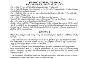 Nghị quyết 265/2009/NQ-HĐND giải pháp thực hiện Luật Đất đai trên địa bàn tỉnh Sơn La