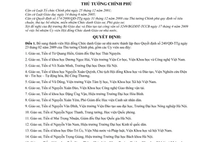 Quyết định 499/QĐ-TTg bổ sung Ủy viên Hội đồng chức danh giáo sư nhà nước nhiệm kỳ 2009–2014 thành lập theo  240/QĐ-TTg