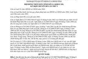 Nghị quyết 268/2009/NQ-HĐND sửa đổi phí lệ phí thẩm quyền HĐND Sơn La