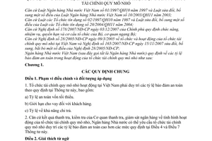 Thông tư 07/2009/TT-NHNN tỷ lệ bảo đảm an toàn hoạt động tổ chức tài chính quy mô nhỏ