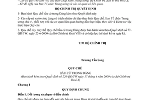 Quyết định 220-QĐ/TW  Quy chế bầu cử trong Đảng