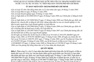 Quyết định 31/2009/QĐ-UBND phân công, ủy quyền giải quyết thủ tục thuộc chức năng quản lý hành chính nhà nước doanh nghiệp thành phố Hồ Chí Minh