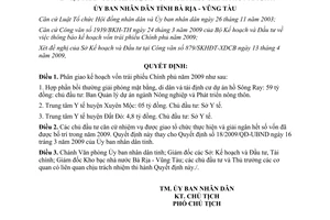 Quyết định 28/2009/QĐ-UBND kế hoạch vốn trái phiếu Chính phủ Bà Rịa Vũng Tàu