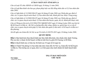 Quyết định 16/2009/QĐ-UBND điều kiện tiêu chuẩn Trưởng Phó đơn vị Sơn La