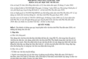 Nghị quyết 179/2009/NQ-HĐND quy hoạch phát triển văn hóa Phú Thọ đến năm 2020