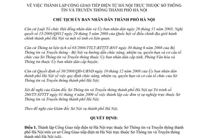 Quyết định 1841/QĐ-UBND thành lập cổng giao tiếp điện tử Hà Nội trực thuộc Sở