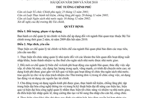 Quyết định 63/2009/QĐ-TTg cơ chế quản lý tài chính biên chế ngành hải quan năm 2009 2010