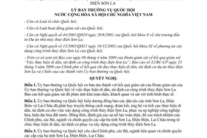 Nghị quyết 775/2009/NQ-UBTVQH12 kết quả giám sát việc thực hiện di dân