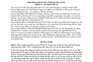 Nghị quyết 02/2009/NQ-HĐND phát triển xã hội hoá dạy nghề tỉnh Quảng Ngãi giai đoạn 2009 - 2015 định hướng đến năm 2020