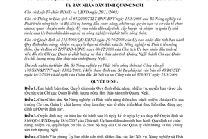 Quyết định 20/2009/QĐ-UBND Chi cục Quản lý chất lượng nông lâm thủy sản Quảng Ngãi
