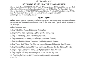 Quyết định 1477/QĐ-BVHTTDL thành lập Ban Soạn thảo Tổ Biên tập đề án xây dựng chiến lược phát triển nhân lực văn hóa, thể thao du lịch 2020 2030