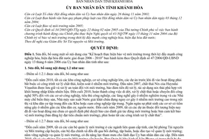 Quyết định 26/2009/QĐ-UBND sửa đổi Kế hoạch bảo vệ môi trường đẩy mạnh công nghiệp hóa hiện đại hóa giai đoạn 2006-2010 hướng dẫn 47/2006/QĐ-UBND
