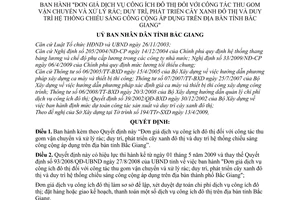 Quyết định 30/2009/QĐ-UBND Đơn giá dịch vụ công ích đô thị