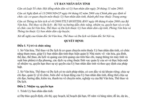 Quyết định 839/QĐ-UBND 2009 chức năng nhiệm vụ cơ cấu Sở Văn hóa Bến Tre