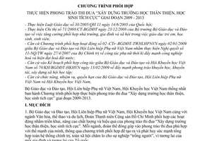 Chương trình phối hợp 250/CTr/BGDĐT-HLHPNVN-HKHVN  xây dựng trường học thân thiện, học sinh tích cực 2009 2013