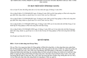 Quyết định 14/2009/QĐ-UBND chức năng nhiệm vụ quyền hạn cơ cấu Chi cục Thú y