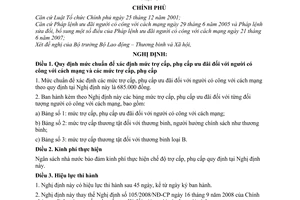 Nghị định 38/2009/NĐ-CP mức trợ cấp, phụ cấp ưu đãi đối với người có công với cách mạng