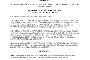 Nghị quyết 136/2009/NQ-HĐND16 lệ phí đăng ký phí cung cấp thông tin về giao dịch bảo đảm Bắc Ninh