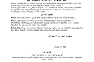 Quyết định 134/QĐ-UBDT Quy chế làm việc Vụ Tổ chức cán bộ