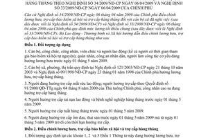 Thông tư 11/2009/TT-BLĐTBXH điều chỉnh lương hưu trợ cấp bảo hiểm xã hội hàng tháng hướng dẫn Nghị định 34/2009/NĐ-CP 33/2009/NĐ-CP