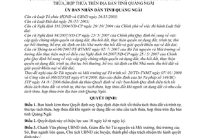 Quyết định 22/2009/QĐ-UBND quy định diện tích tối thiểu tách thửa đất trình tự, thủ tục tách thửa