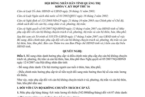 Nghị quyết 06/2009/NQ-HĐND phụ cấp đối với cán bộ không chuyên trách Quảng Trị