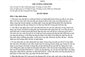 Quyết định 65/2009/QĐ-TTg chính sách phát triển nhà ở sinh viên trường đại học, cao đẳng, trung cấp chuyên nghiệp dạy nghề thuê
