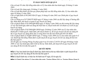 Quyết định 13/2009/QĐ-UBND quy định trình tự thủ tục thẩm định phê duyệt đồ án quy hoạch chi tiết xây dựng đô thị quận 9