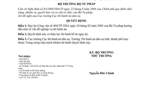 Quyết định 861/QĐ-BTP huỷ bỏ công văn 404/TP-THA hướng dẫn nghiệp vụ thi hành án