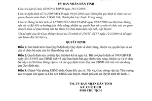 Quyết định 302/QĐ-UBND 2009 chức năng nhiệm vụ quyền hạn Sở GTVT Bình Định