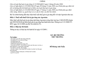 Thông tư 84/2009/TT-BTC sửa đổi 131/2008/TT-BTC Thuế suất thuế Giá trị gia tăng của Agrotain