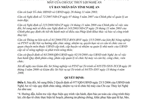 Quyết định 46/2009/QĐ-UBND sửa đổi chức năng nhiệm vụ Chi cục Thuỷ lợi Nghệ An