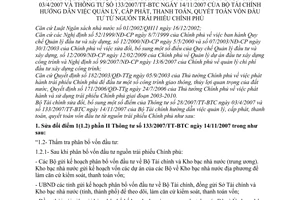 Thông tư 89/2009/TT-BTC sửa đổi 28/2007/TT-BTC 133/2007/TT-BTC quản lý, cấp phát, thanh toán, quyết toán vốn đầu tư nguồn trái phiếu chính phủ