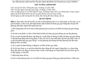 Quyết định 548/QĐ-TTg hỗ trợ thay thế xe công nông lôi máy cơ giới ba bánh thô sơ ba, bốn bánh diện đình chỉ tham gia giao thông