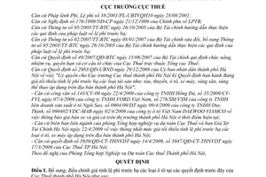 Quyết định 7041/QĐ-CT-THNVDT bảng giá tối thiểu tính lệ phí trước bạ tài sản tàu thuyền, ô tô, xe máy, súng săn, súng thể thao