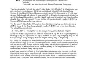 Công điện 639/CĐ-TTg chủ động phòng ngừa dịch cúm lợn A (H1N1) bảo vệ sức khỏe nhân dân
