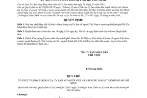 Quyết định 33/2009/QĐ-UBND Quy chế tổ chức hoạt động Ủy ban người Việt Nam ở nước ngoài