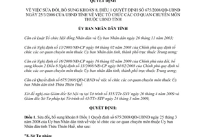 Quyết định 889/2009/QĐ-UBND tổ chức cơ quan chuyên môn thuộc UBND Huế