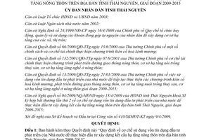 Quyết định 14/2009/QĐ-UBND cơ chế sử dụng vốn tín dụng đầu tư phát triển