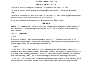 Decision No. 71/2009/QD-TTg approving the project on supporting poor districts