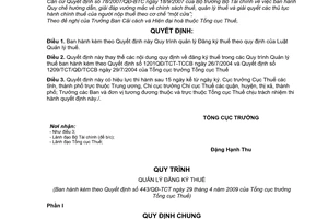 Quyết định 443/QĐ-TCT quy trình quản lý đăng ký thuế