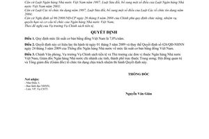 Quyết định 1015/QĐ-NHNN mức lãi suất cơ bản bằng đồng Việt Nam