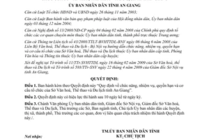 Quyết định 16/2009/QĐ-UBND chức năng nhiệm vụ quyền hạn Sở Văn hoá Thể thao