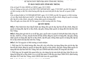 Quyết định 14/2009/QĐ-UBND bảng đơn giá đo đạc lập bản đồ địa chính, đăng ký quyền sử dụng đất,cấp giấy chứng nhận tỉnh Sóc Trăng