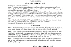 Quyết định 450/QĐ-KTNN Quy định trình tự thủ tục bổ nhiệm bổ nhiệm lại luân chuyển, từ chức, miễn nhiệm cán bộ công chức lãnh đạo Kiểm toán Nhà nước