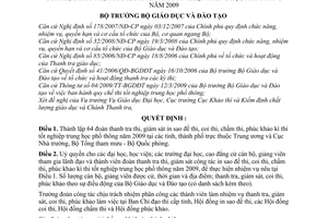 Quyết định 3198/QĐ-BGDĐT thành lập đoàn thanh tra  giám sát công tác in sao đề thi coi thi chấm phúc khảo kì thi tốt nghiệp trung học phổ thông 2009